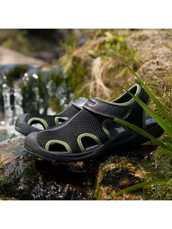 Men\'s Black Green Closed Toe Athletic Outdoor Waterproof Hiking Sandals Shoes main image 6